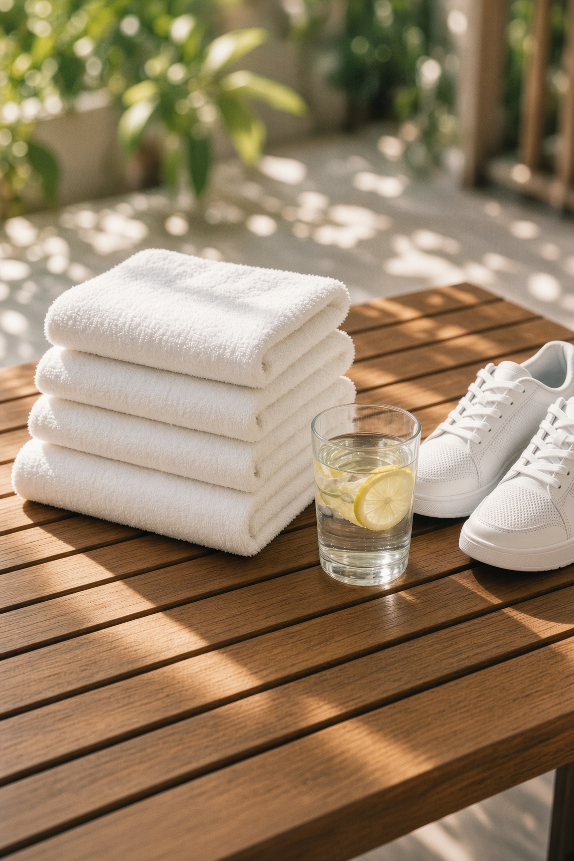 Towels and citrus water